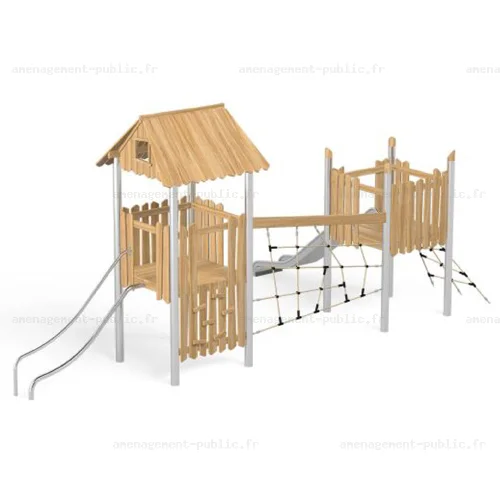 Structure pour aires de jeux extérieurs en bois de robinier